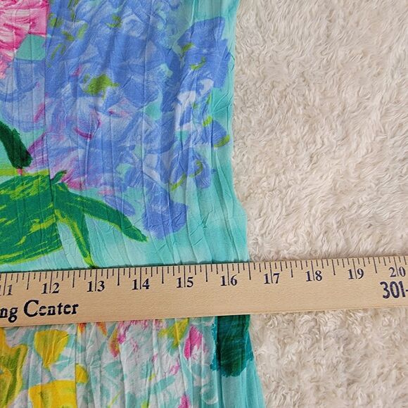 Vintage Jams World Rayon‎ Crinkle Hydrangea Dress Midi Sleeveless Size 11 READ - Picture 10 of 13